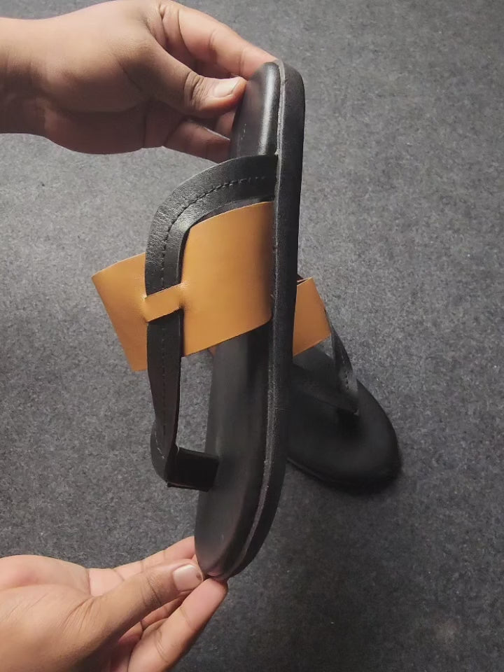 Tuscan Crosby Square Leather Sandal – BlackBole Edition