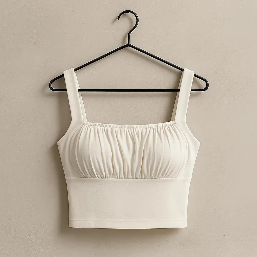 Sexy Pleated Short square Neck Suspender Vest (Code-147) - BlackBole