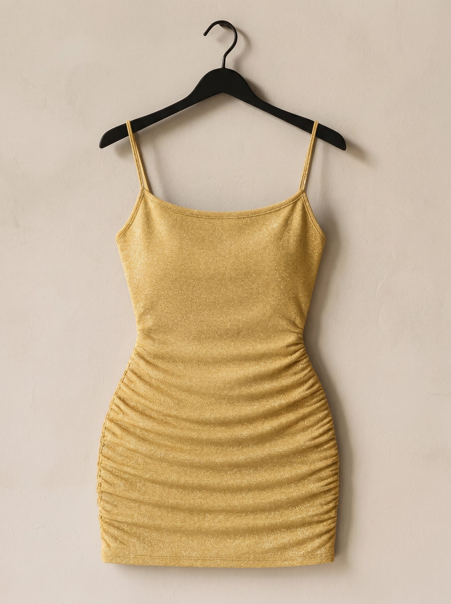 SHEIN PETITE Ruched Glitter Cami Dress (Code: 232) - BlackBole