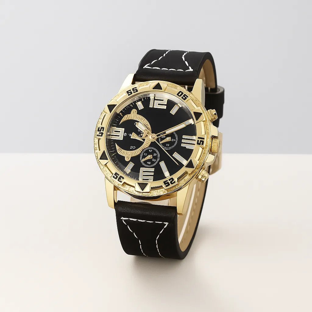 Titan Vortex Gold – Men's Premium Chronograph Watch with Black Dial - BlackBole