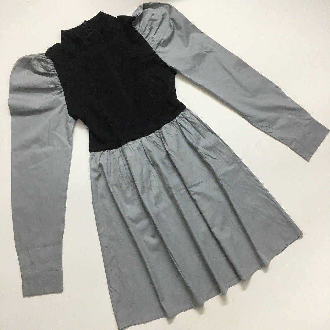 Two-Tone Mock Neck Mini dress - BlackBole